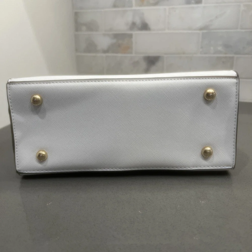 NEW-DUNE-White Leopard Women's Dune Genuine Calf Hair Leather Purse Handbag